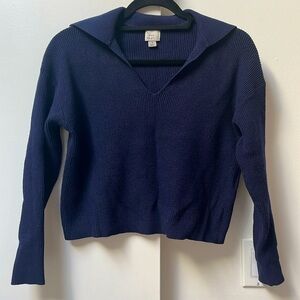 Polo Cropped Ribbed Sweater